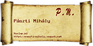 Pászti Mihály névjegykártya
