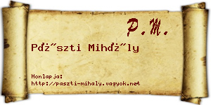 Pászti Mihály névjegykártya